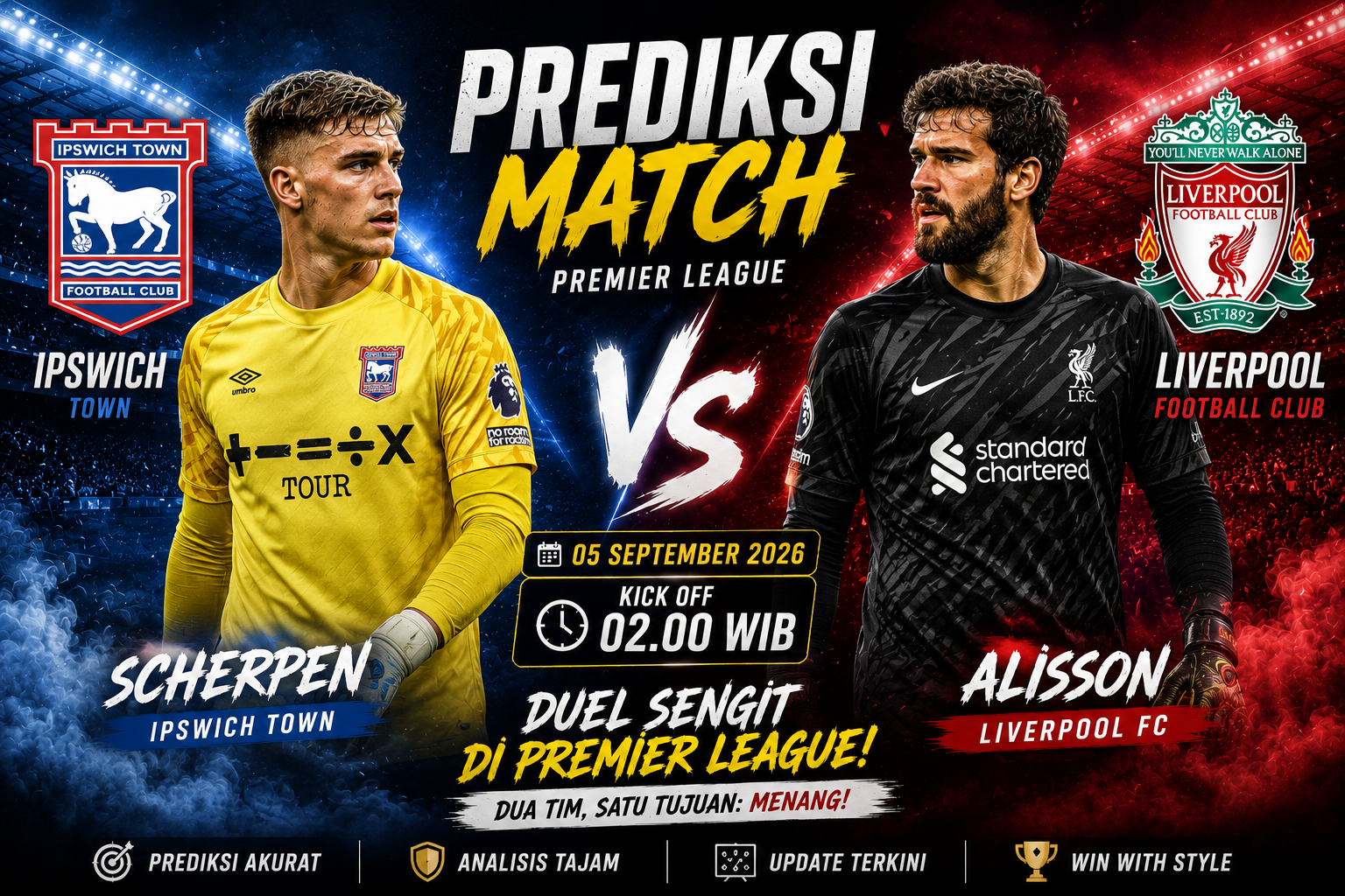 Prediksi Ipswich vs Liverpool 5 September 2026