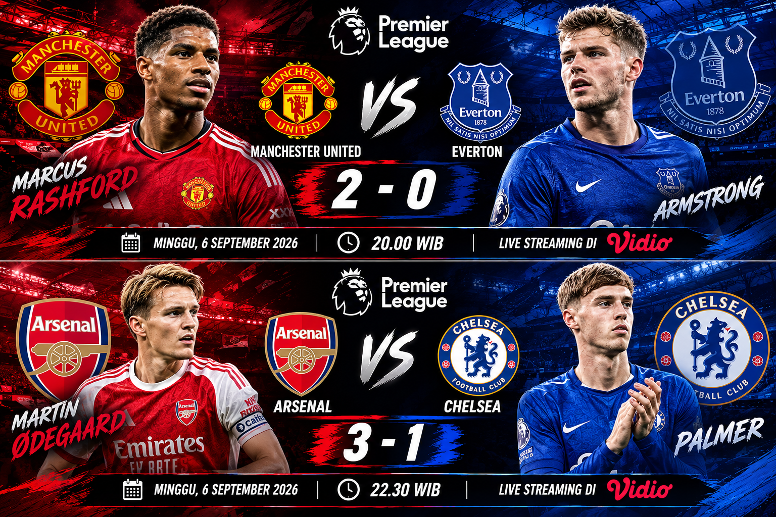 JADWAL PERTANDINGAN PREMIER LEAGUE  MALAM INI DAN TENTU SAJA DENGAN PREDIKSI NYA !!!