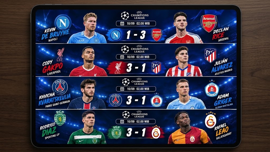 JADWAL PERTANDINGAN UEFA CHAMPIONS LEAGUE 9/10/2026 DAN PREDIKSI TENTUNYA!!!